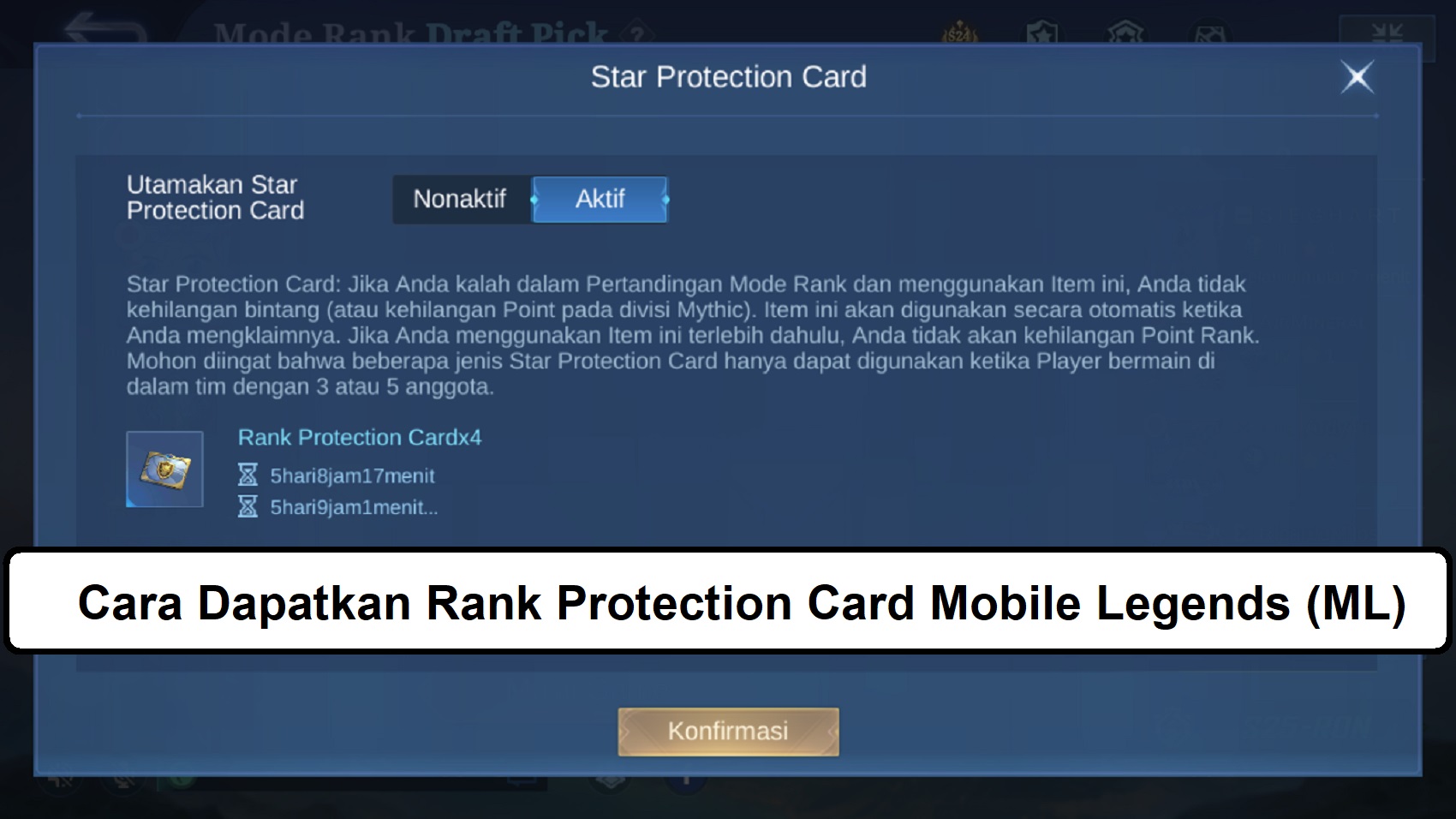 Cara Dapatkan Rank Protection Card Mobile Legends (ML) – Esportsku