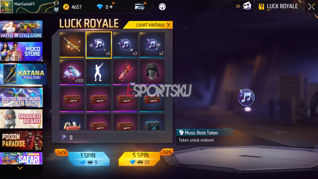 Cara Dapatkan Token Music Note Free Fire (FF)