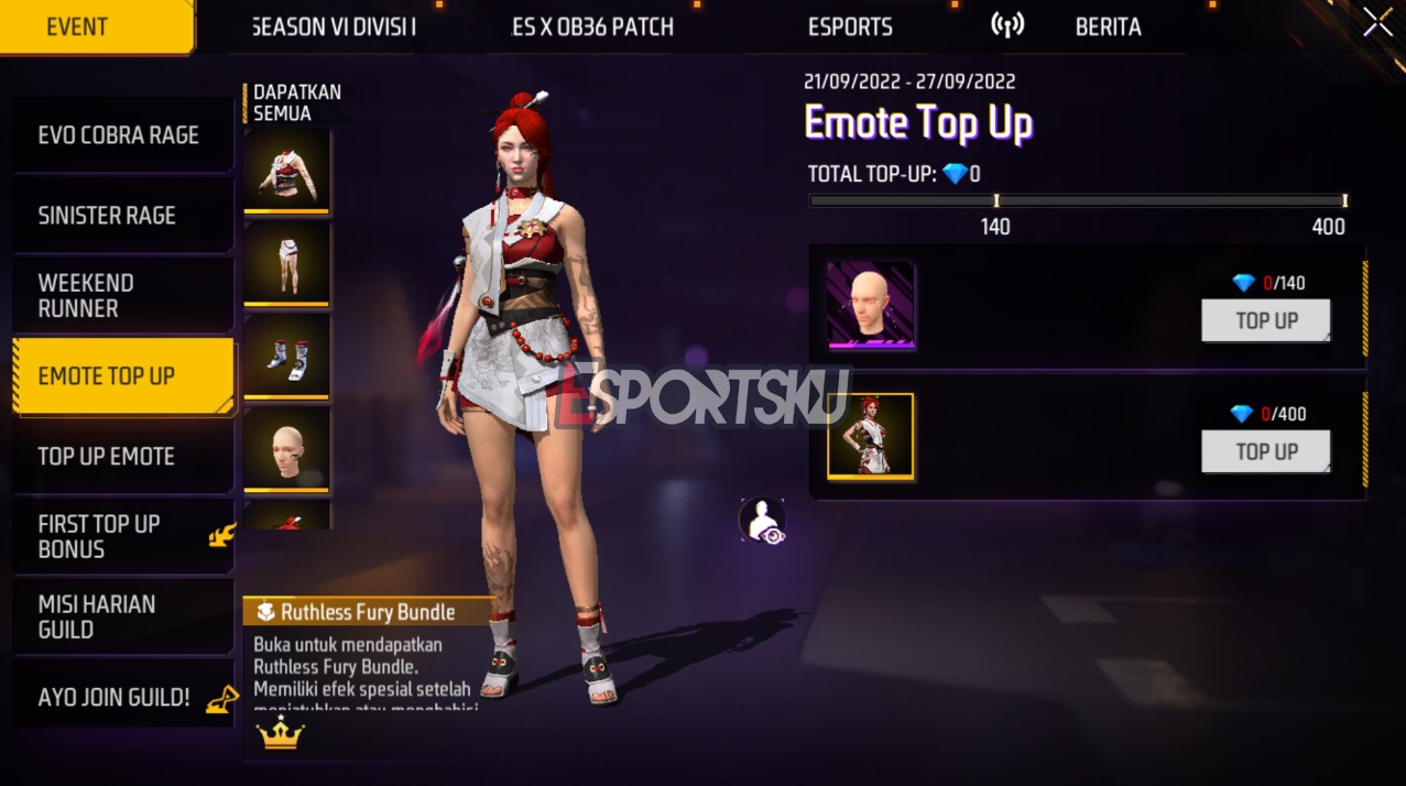 Harga Bundle Ruthless Fury Mythic Free Fire (FF)