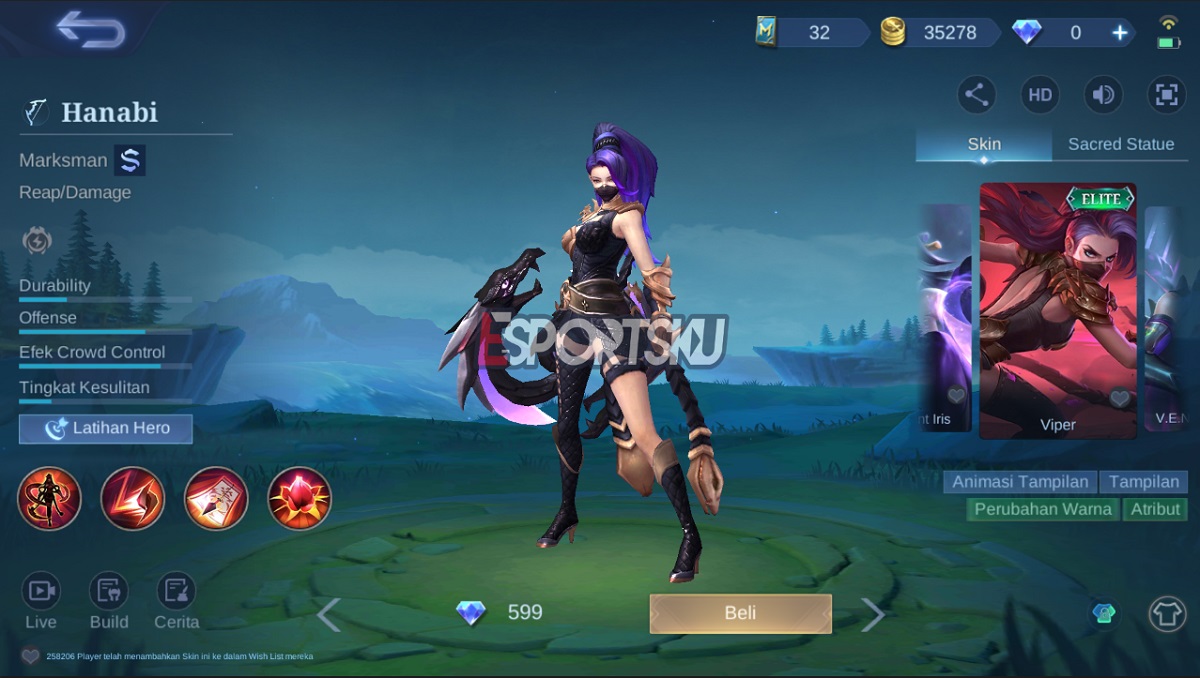 Cara Dapatkan Skin Hanabi Viper Mobile Legends (ML)