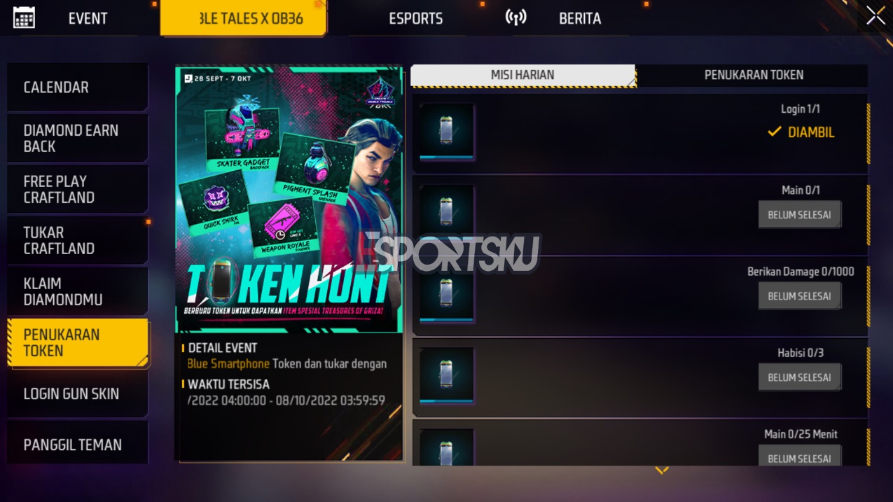 Cara Dapatkan Token Blue Smartphone Free Fire (FF)