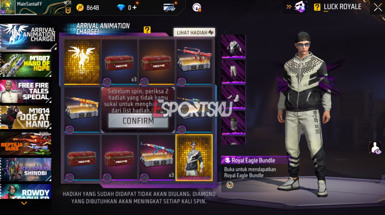 Berapa Diamond Bundle Royal Eagle Epic Free Fire (FF)