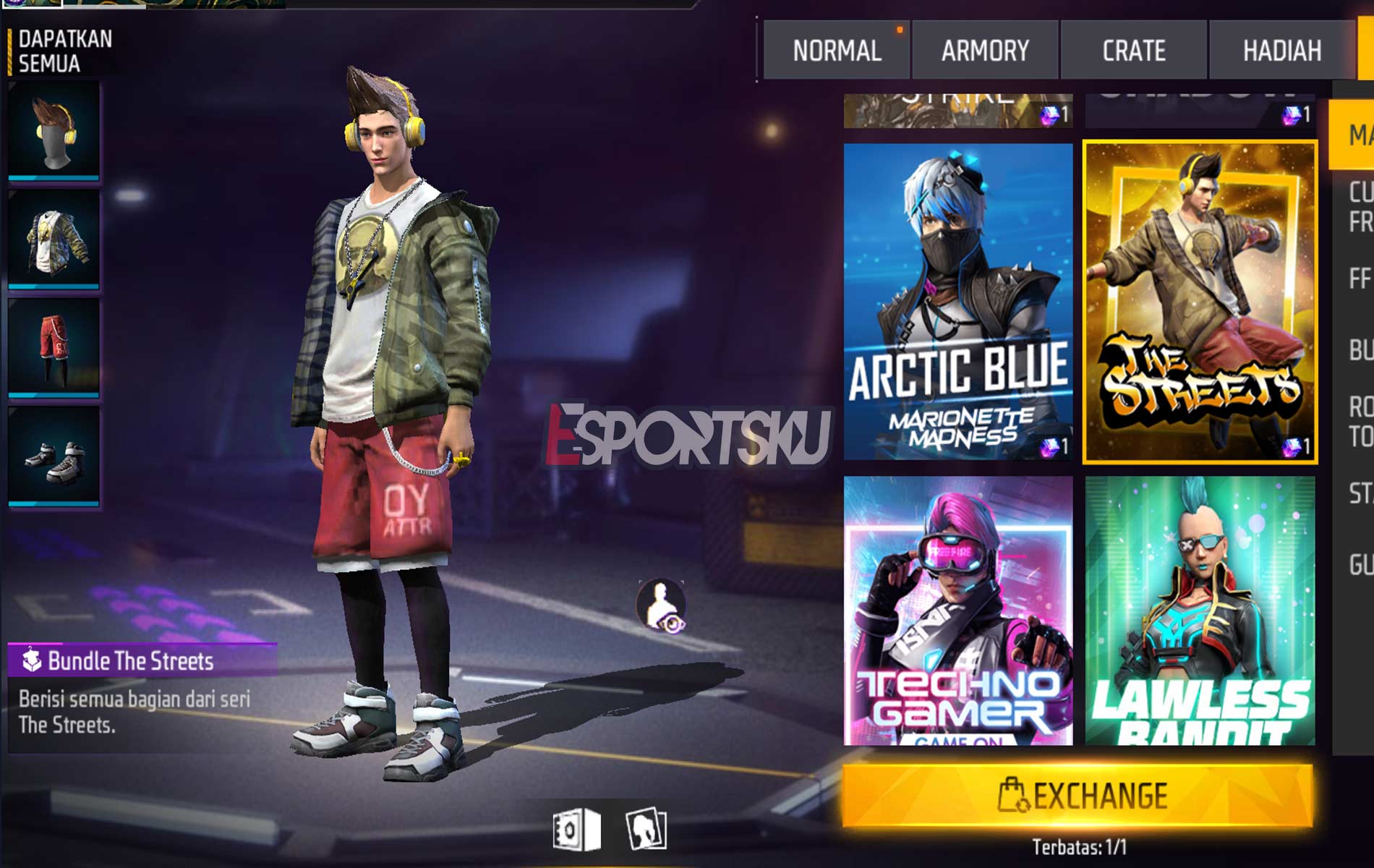 Cara Dapatkan Bundle The Streets Free Fire (FF)
