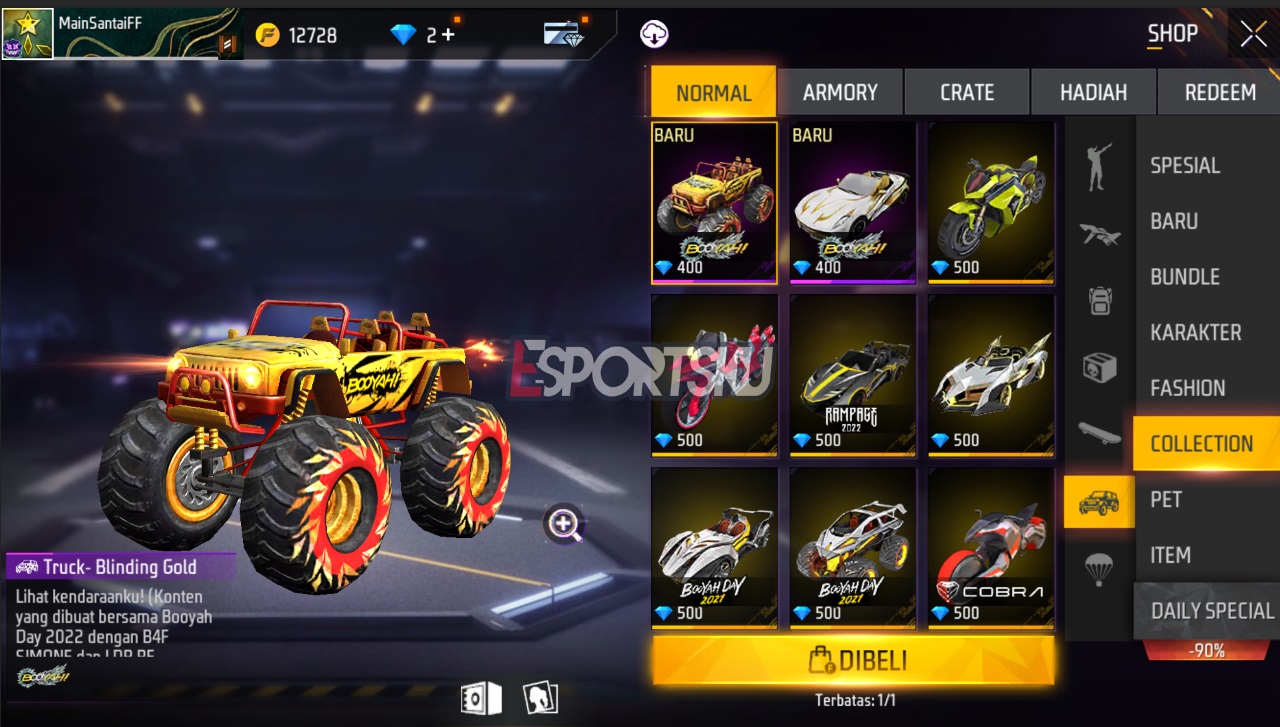 How to Get Skin Monster Truck Blinding Gold Free Fire (FF)