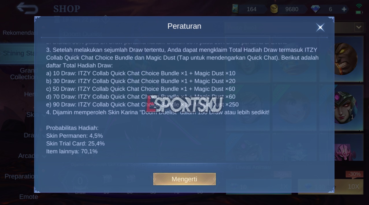 Drop Rate Event Shining Stars Mobile Legends (ML)