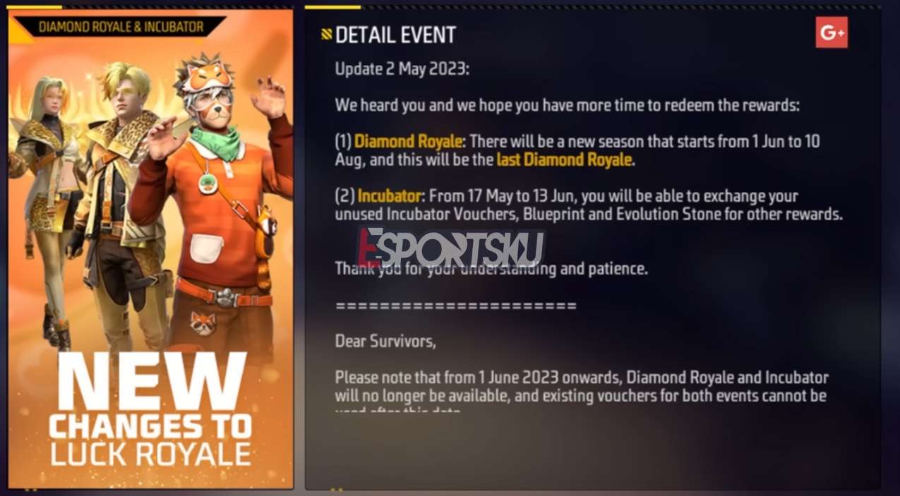 FF Diamond and Incubator Royale Removed