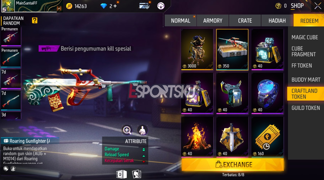 Free Fire (FF) Craftland Token Exchange Prize