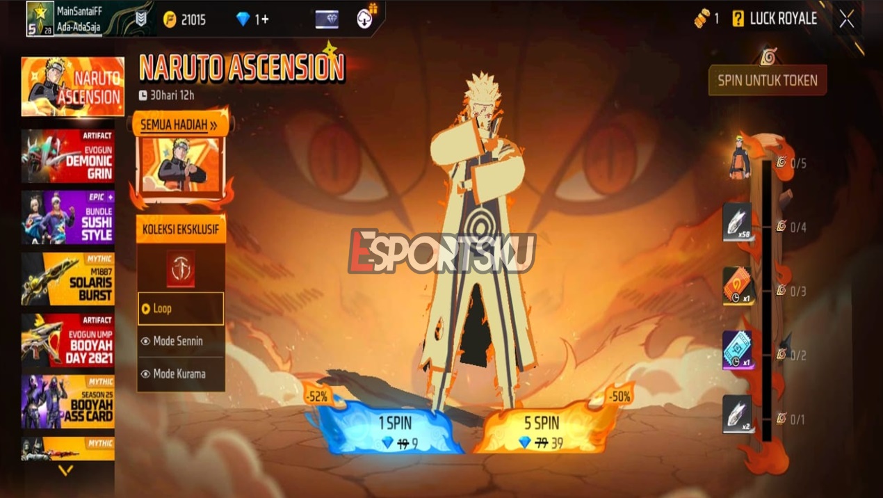 Trik Hemat Spin Skin Naruto Free Fire (FF)