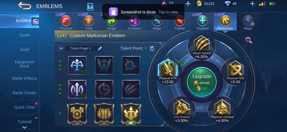 Rekomendasi emblem dan talent mobile legends m6 untuk push rank