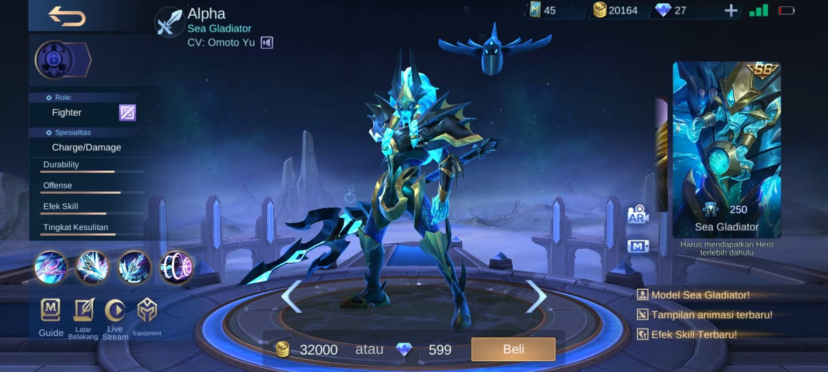 Skin Alpha Sea Gladiator Revamp Terbaru Mobile Legends (ML) | Esportsku