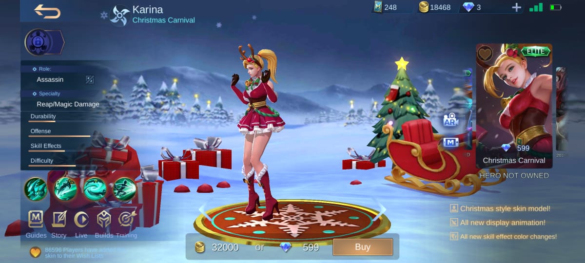 Harga Skin Karina Christmas Carnival Mobile Legends (ML) – Esportsku