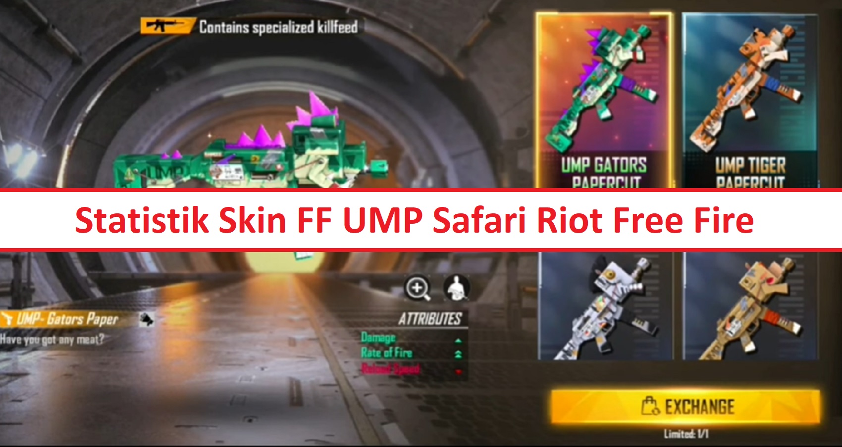 Statistik Skin FF UMP Safari Riot Free Fire – Esportsku