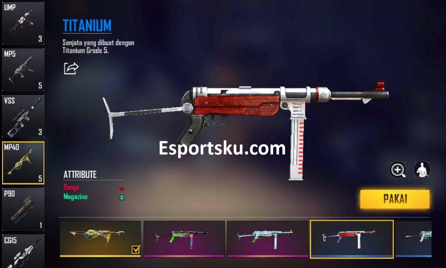 Cara Mendapatkan Skin MP40 Titanium Free Fire (FF) – Esportsku