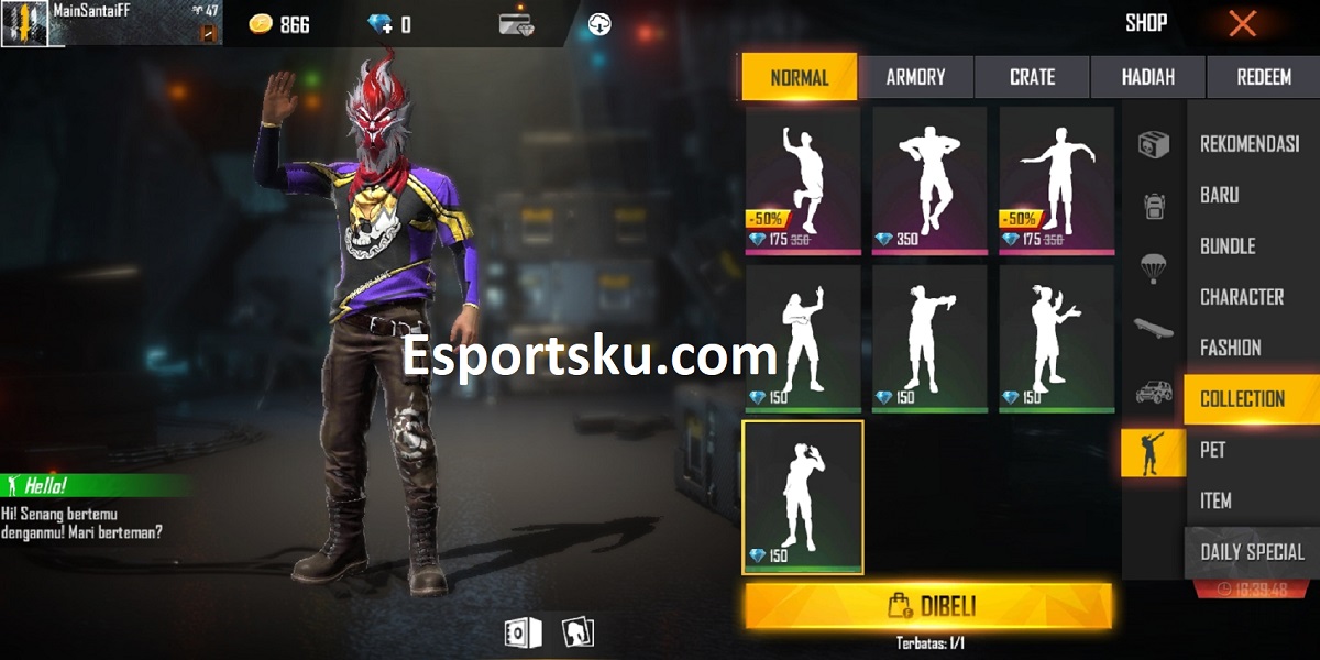 Cara Mendapatkan Emote Hello Free Fire Ff Esportsku