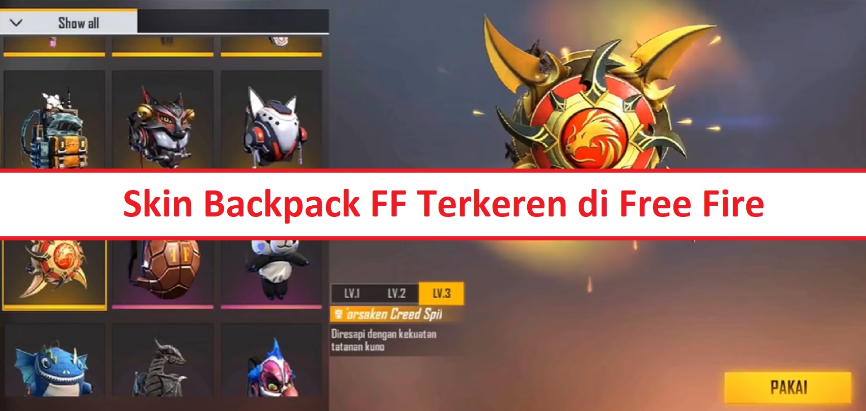 20 Skin Backpack FF Terbaik dan Terkeren di Free Fire Esportsku