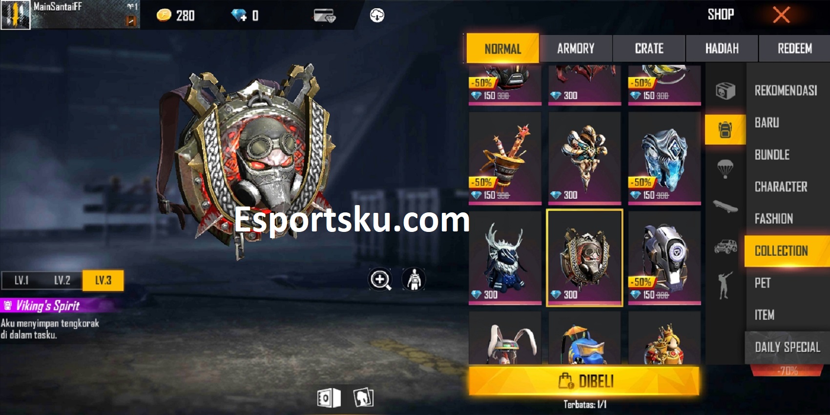 20 Skin Backpack FF Terbaik dan Terkeren di Free Fire Esportsku