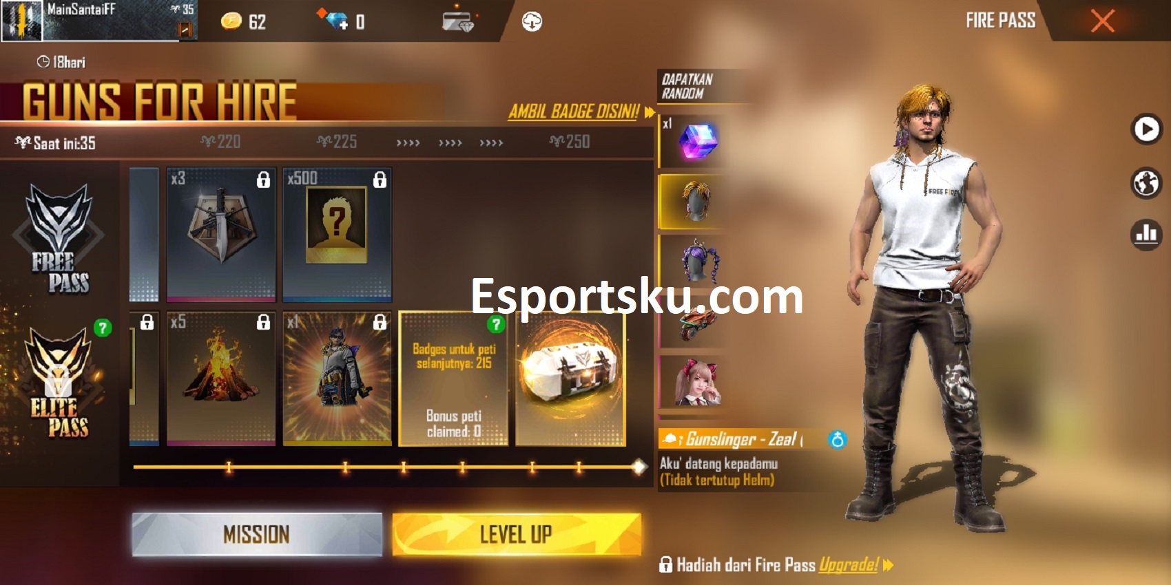 Skin Rambut Limited Dari Elite Pass Season 38 Free Fire (FF) – Esportsku