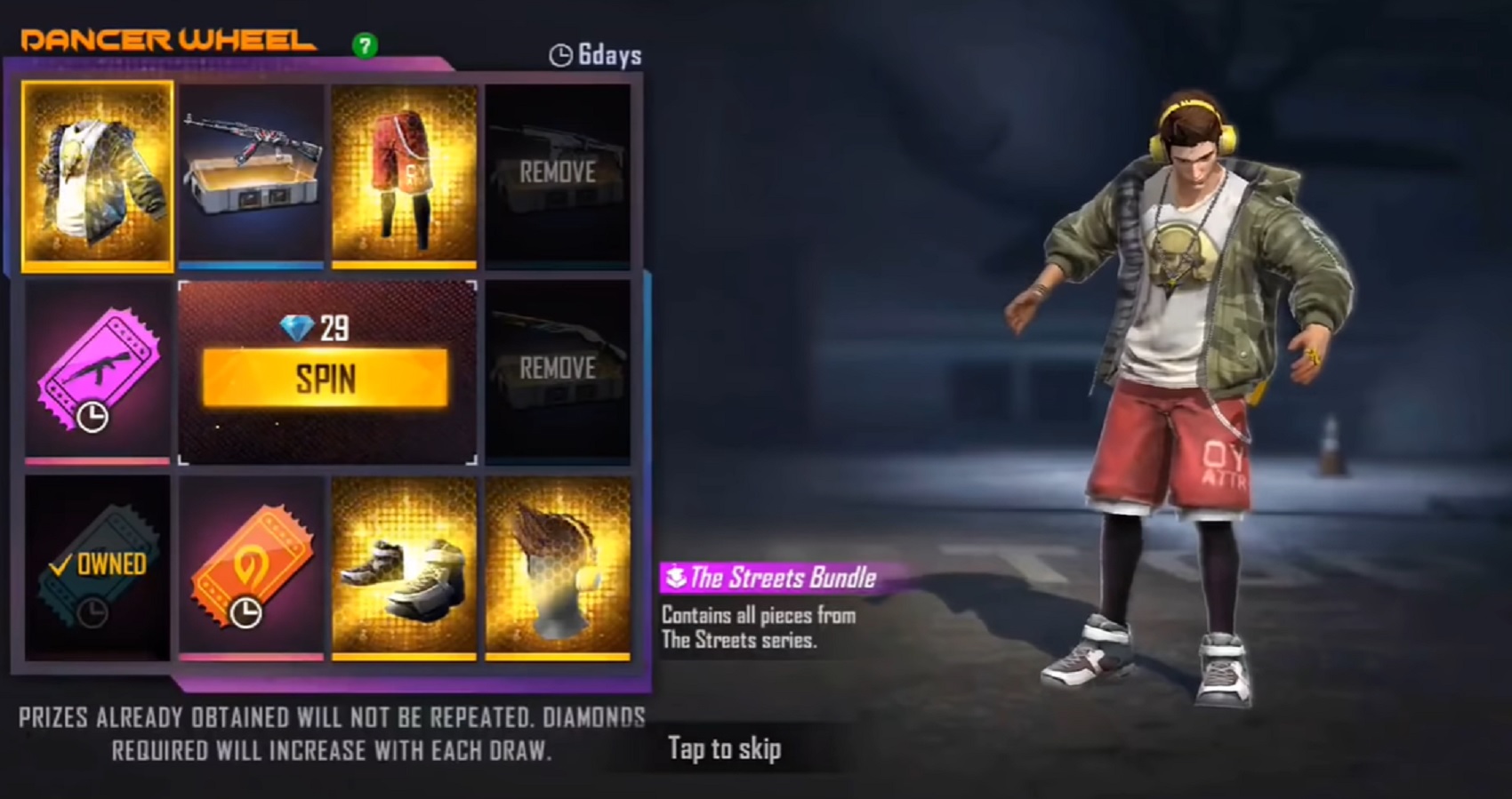 Event Spin Dancer Wheels Free Fire (FF) Esportsku