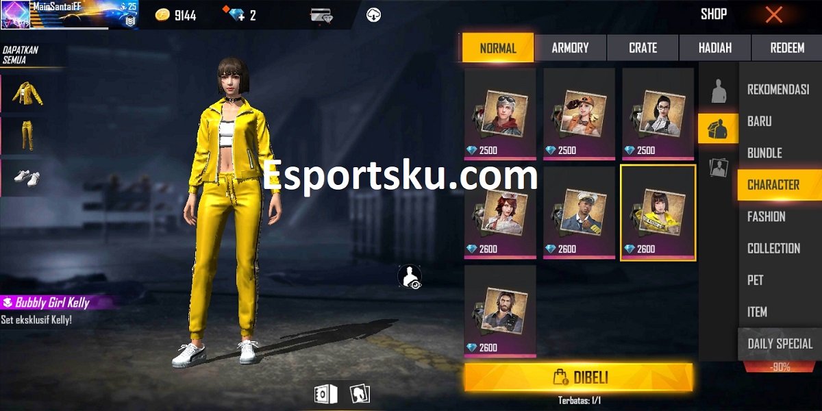  Berapa  Harga  Skin Kelly Free  Fire FF Ala kabargokil 