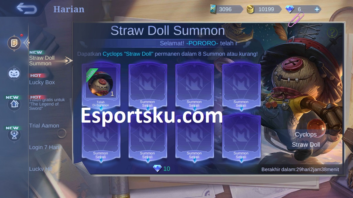 Kapan Resale Event Straw Doll Summon Mobile Legends (ML)? Esportsku