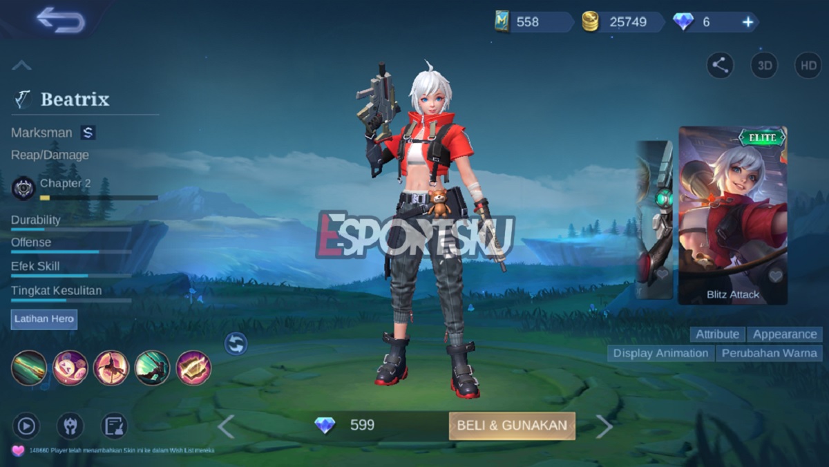 Cara Mendapatkan Skin Beatrix Blizt Attack Mobile Legends (ML) – Esportsku