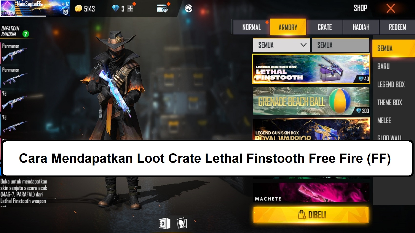 Cara Mendapatkan Loot Crate Lethal Finstooth Free Fire (FF) Esportsku