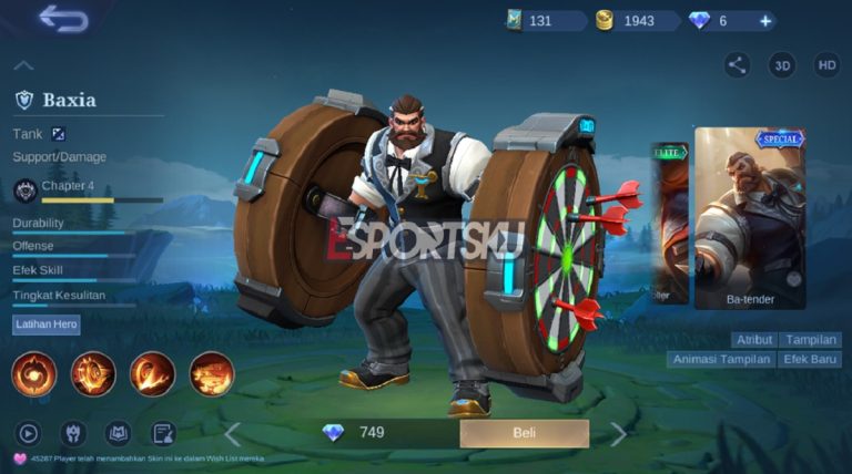 Harga Skin Baxia Ba-Tender Special Mobile Legends (ML) – Esportsku