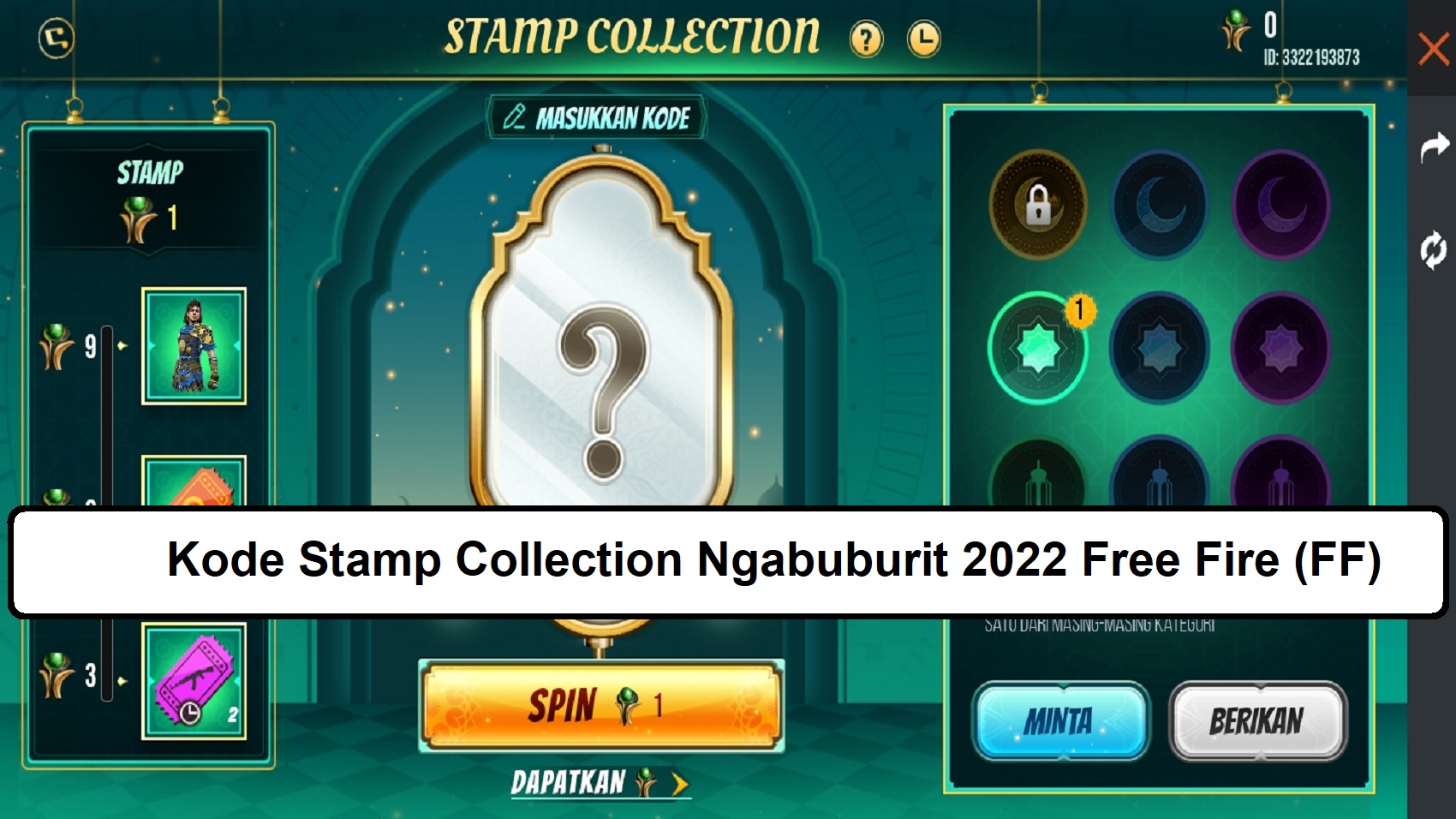 Kode Stamp Collection Ngabuburit 2022 Free Fire (FF) Esportsku
