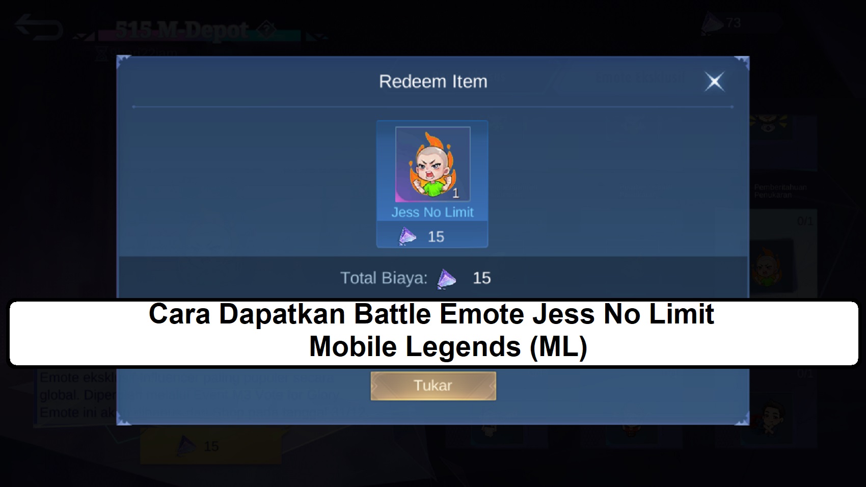 Cara Dapatkan Battle Emote Jess No Limit Mobile Legends (ML) Esportsku