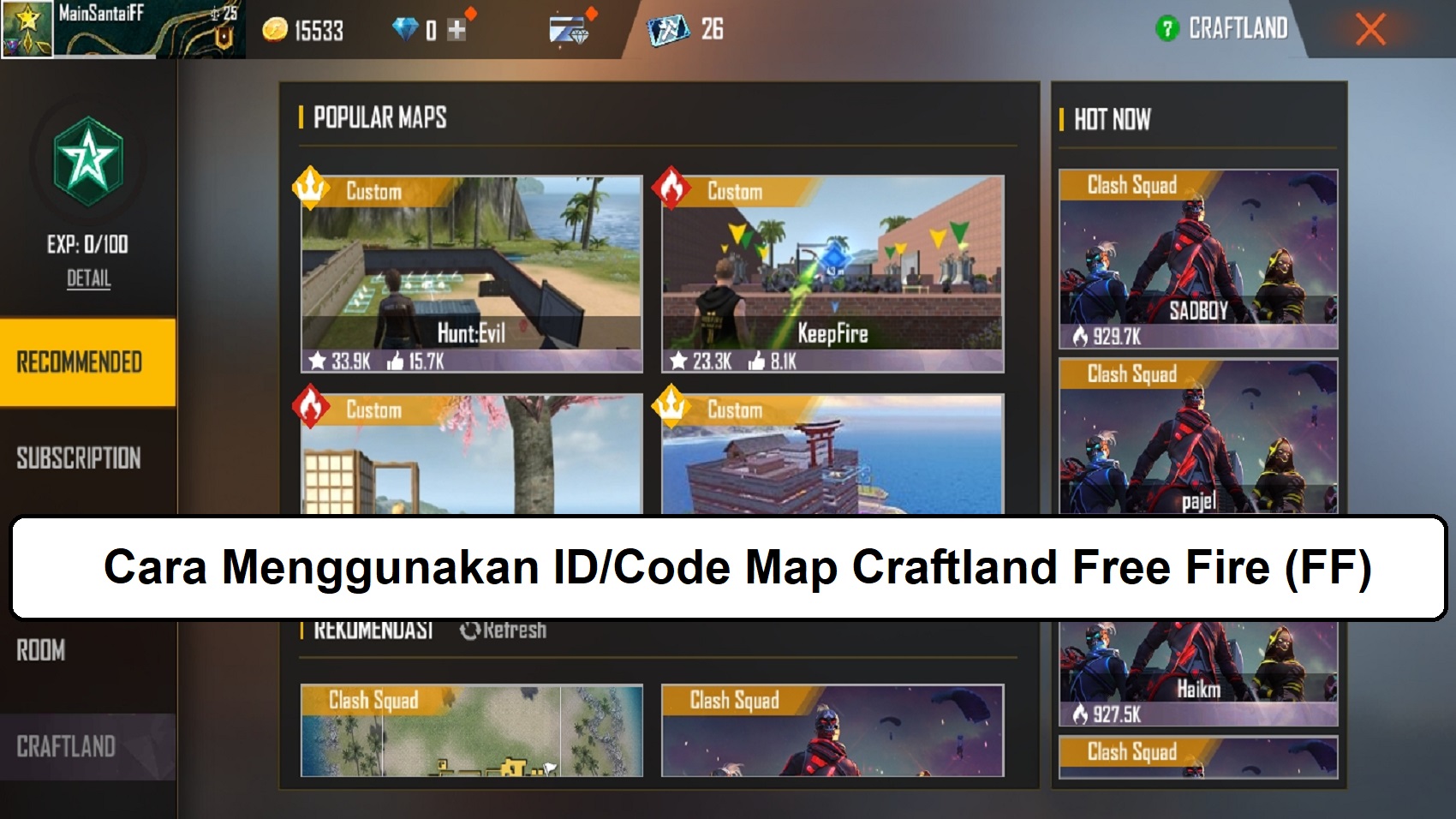 free fire all dress craftland code