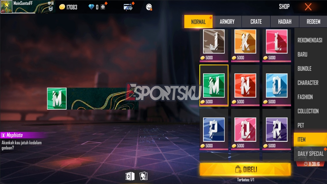 Cara Dapatkan Avatar Huruf Free Fire (FF) – Esportsku