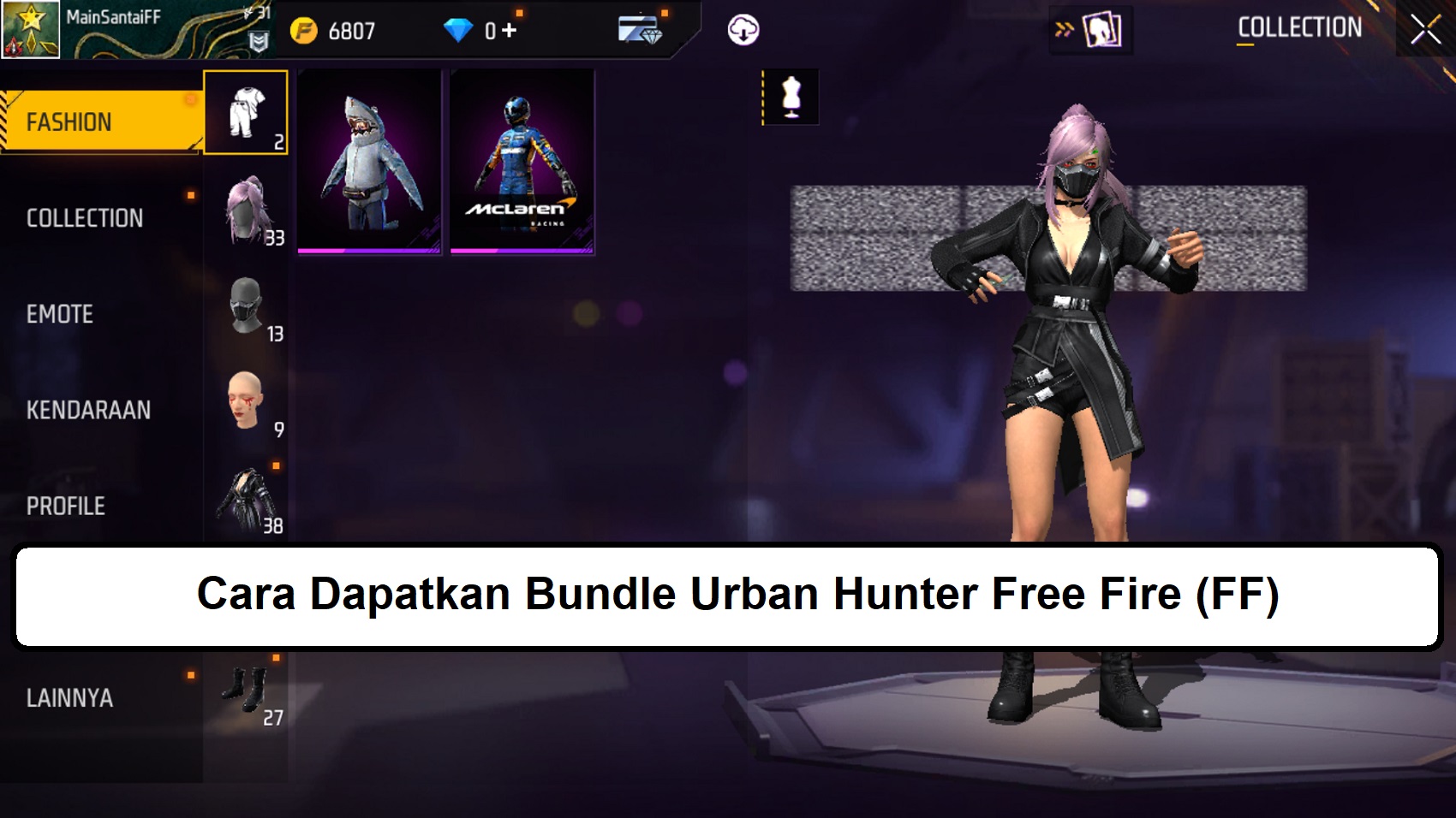 Cara Dapatkan Bundle Urban Hunter Free Fire (FF) Esportsku