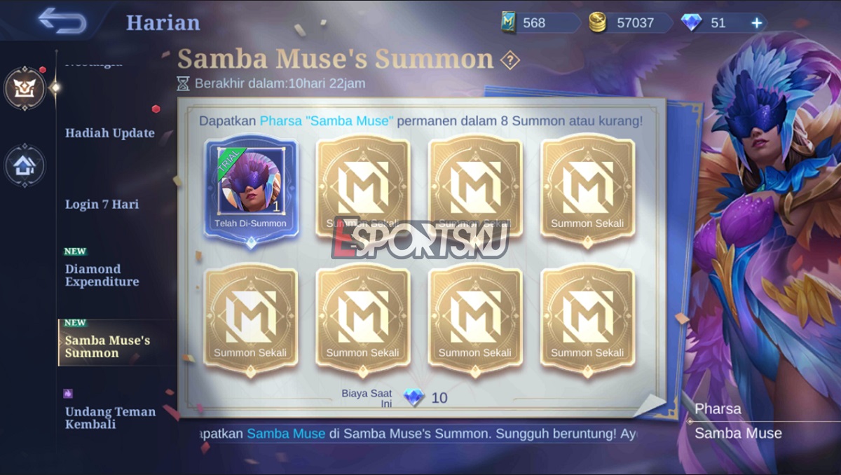 Drop Rate Samba Muse's Summon Mobile Legends (ML) – Esportsku