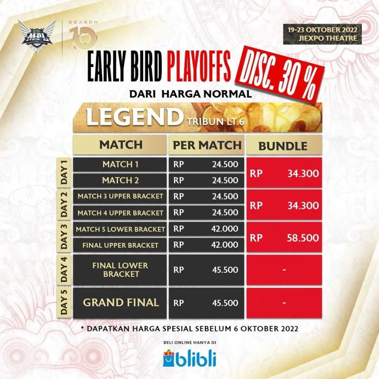 Harga Tiket Playoff MPL ID Season 10 Mobile Legends (ML) – Esportsku