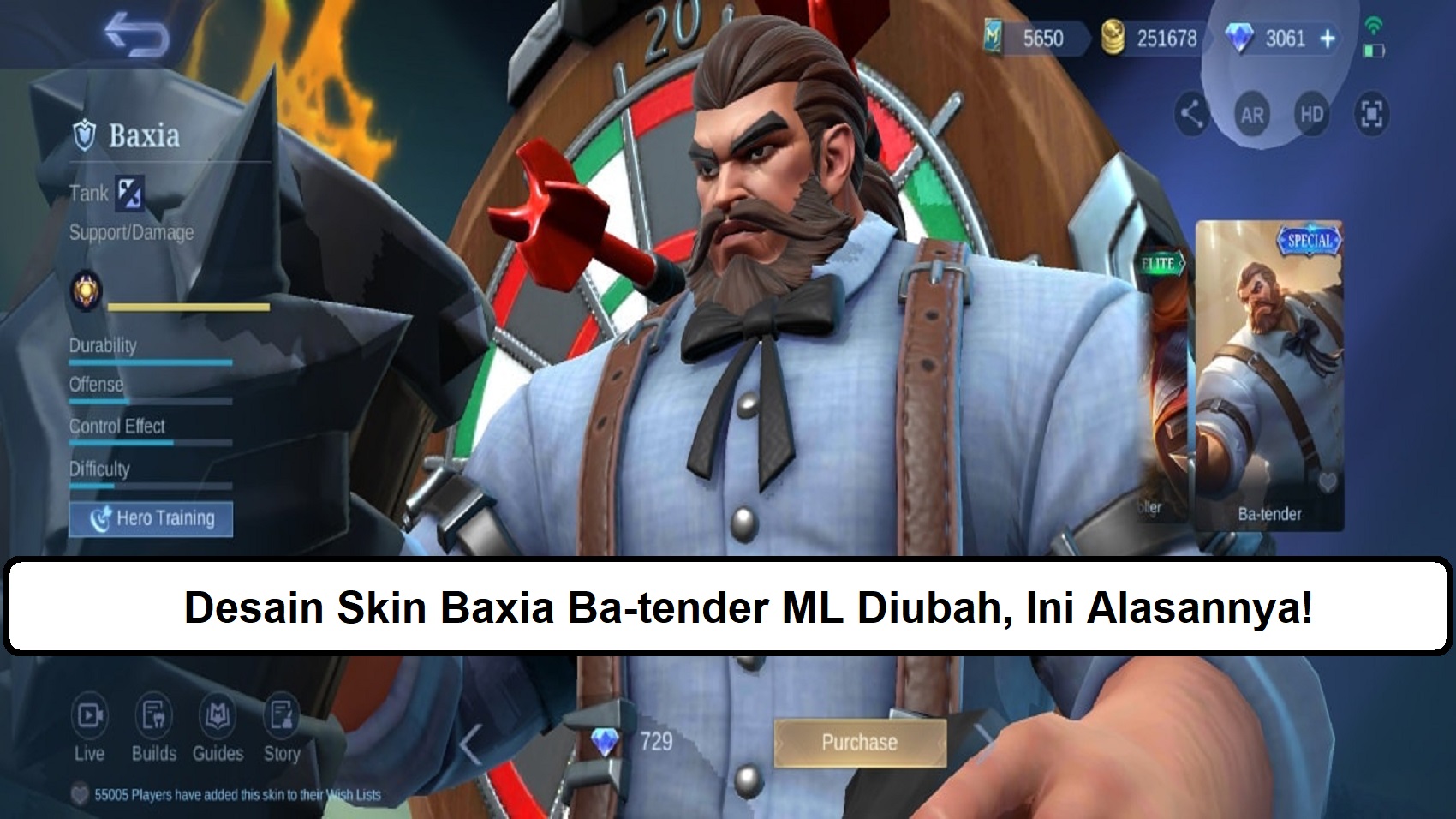 Desain Skin Baxia Ba-tender ML Diubah, Ini Alasannya! – Esportsku