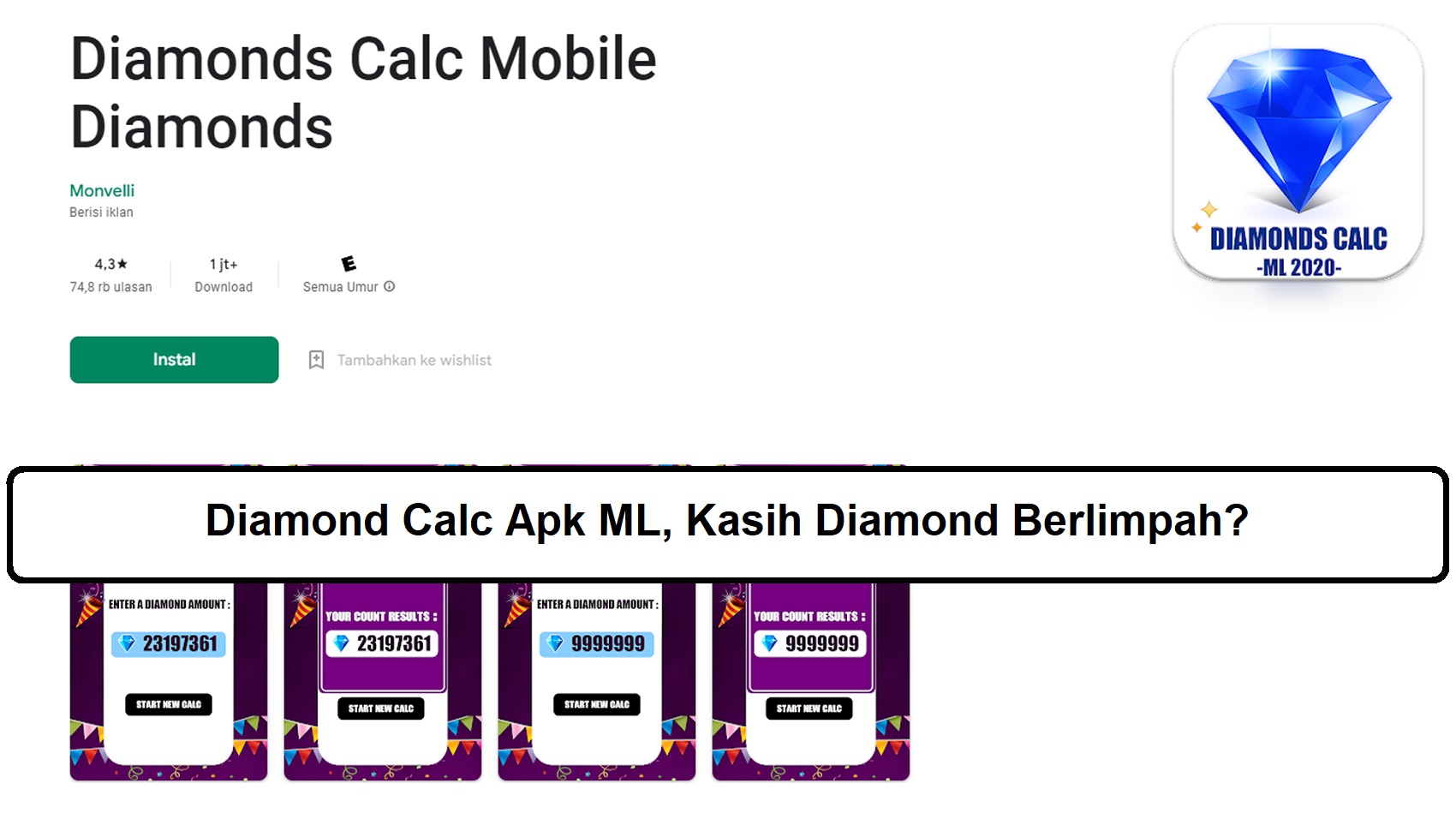 Diamond Calc Apk ML, Kasih Diamond Berlimpah? Esportsku