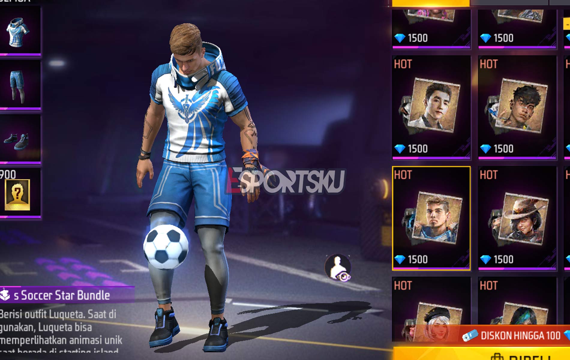 Harga Bundle Karakter Luqueta Free Fire (FF) Esportsku