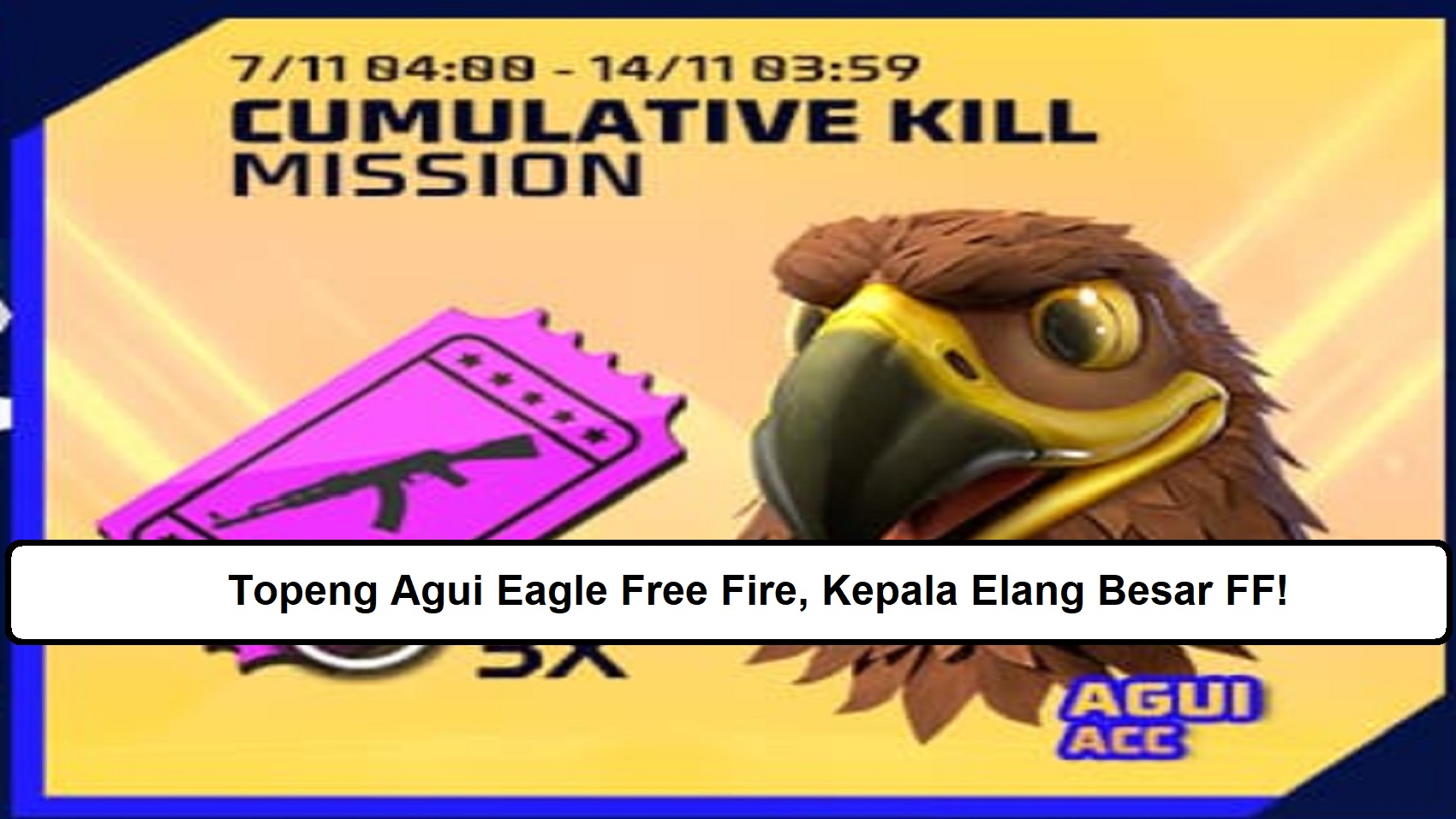Topeng Agui Eagle Free Fire, Kepala Elang Besar FF! Esportsku