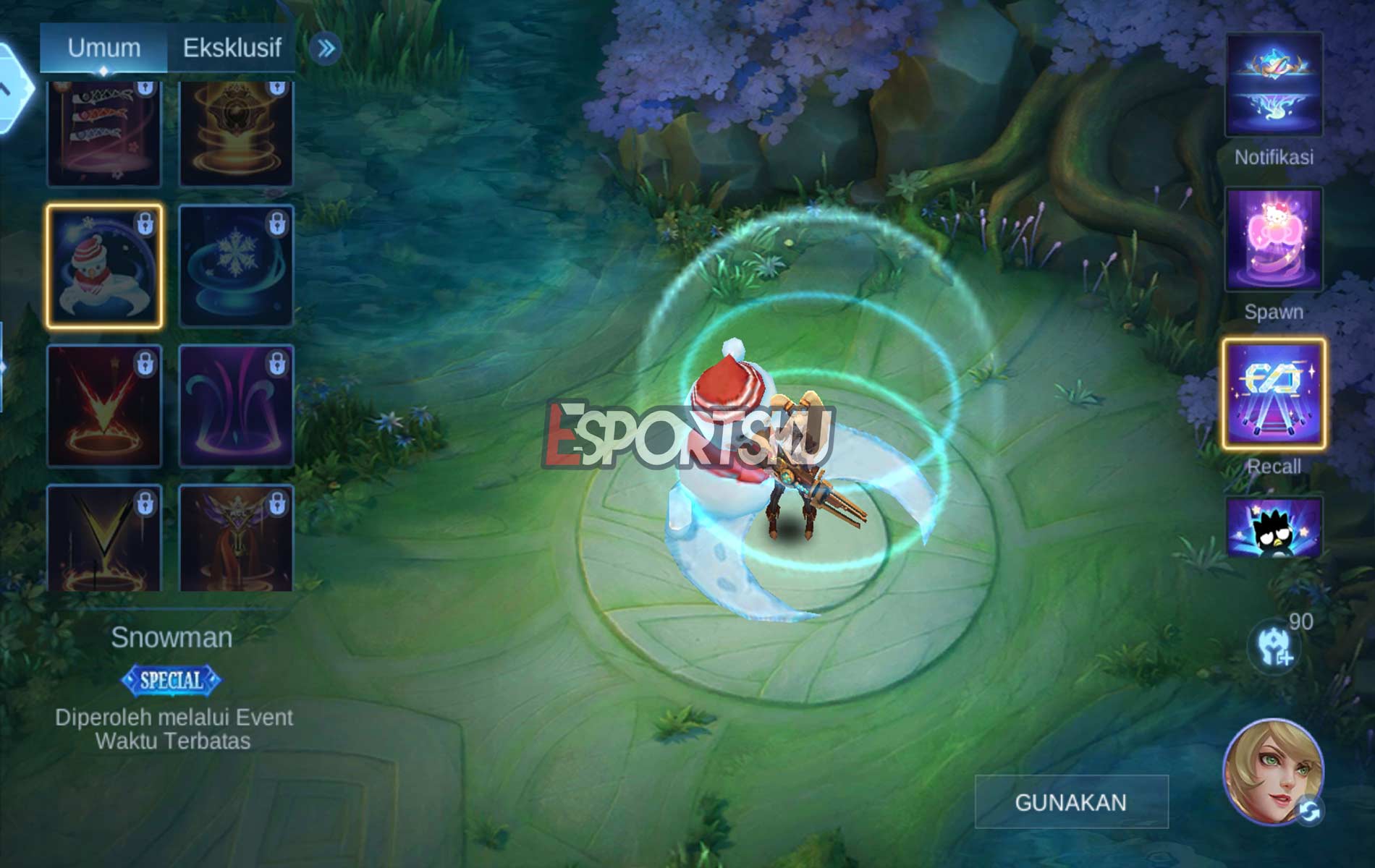 Cara Dapatkan Recall Snowman Mobile Legends (ML) Esportsku