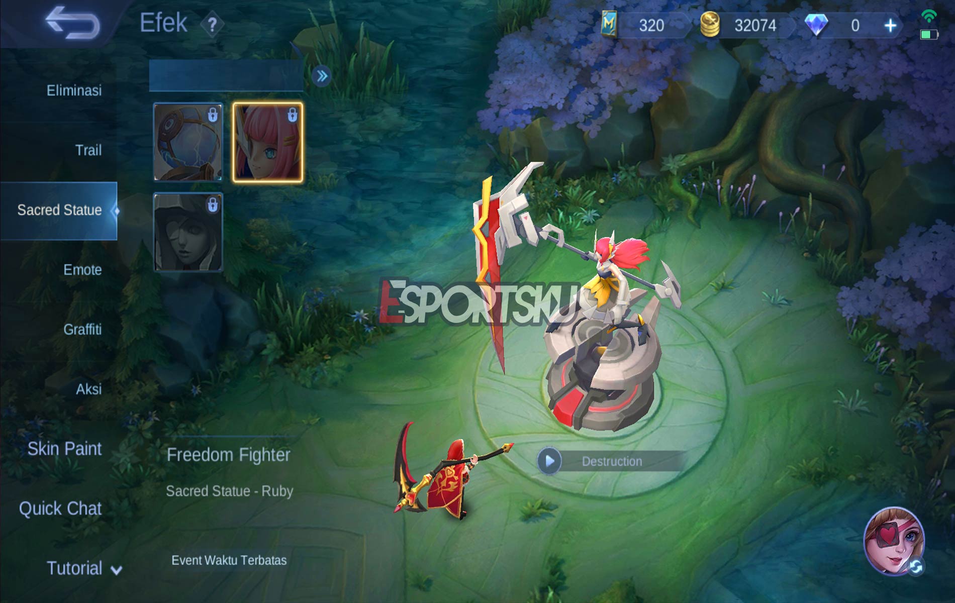 Cara Dapatkan Sacred Statue Freedom Fighter Mobile Legends (ML) Esportsku