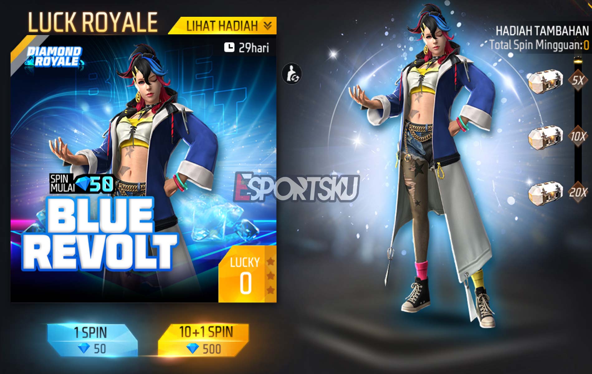 Cara Dapatkan Bundle Blue Revolt Free Fire (FF) Esportsku