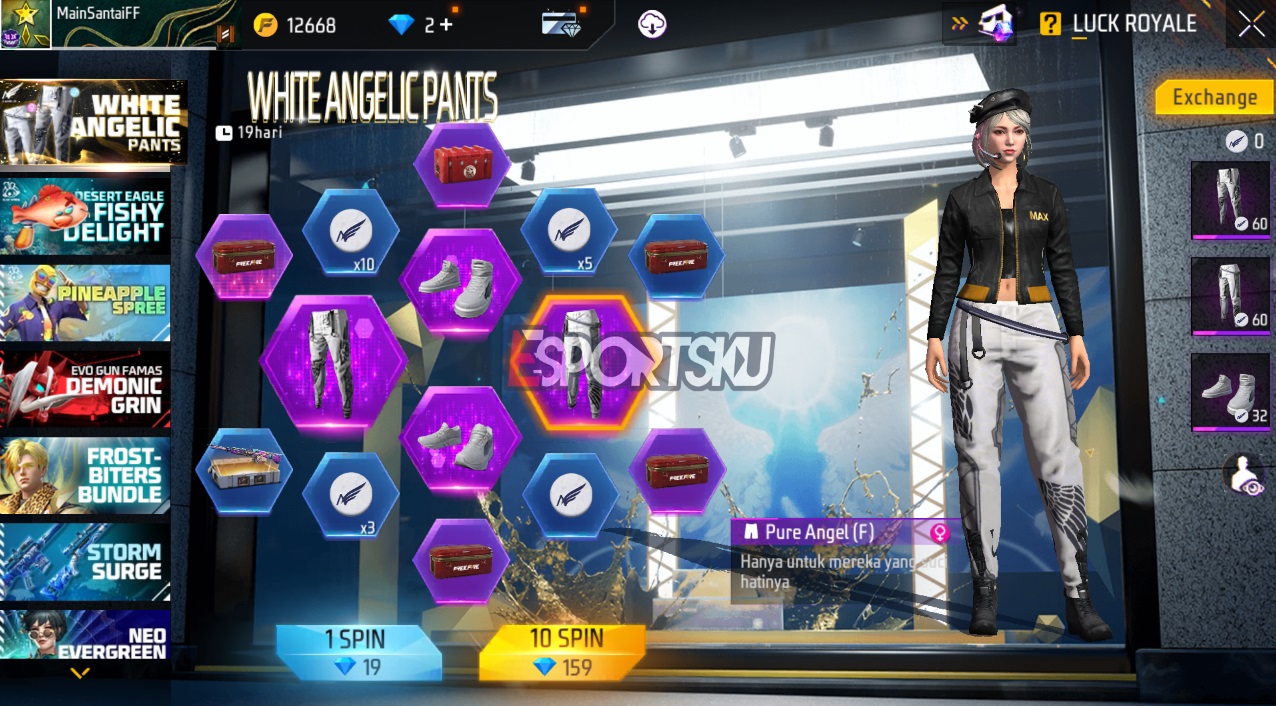 free fire white angelic pants