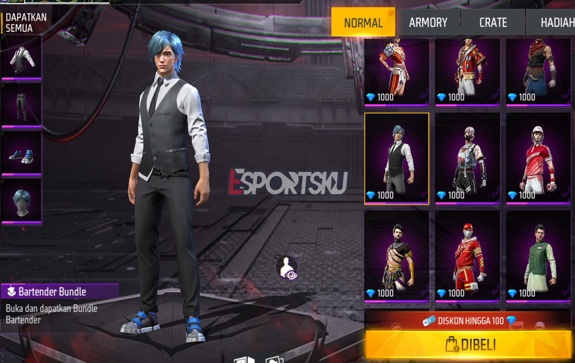 Harga Bundle Bartender Epic Free Fire (FF) Esportsku