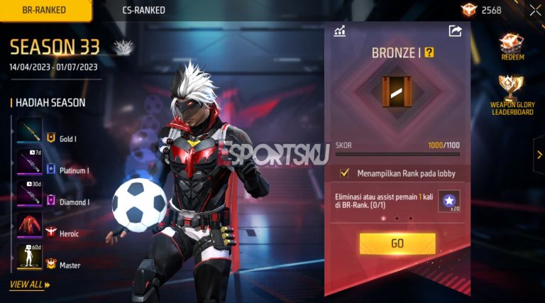 Tanggal Reset Rank Battle Royale Season 33 Free Fire (FF) – Esportsku