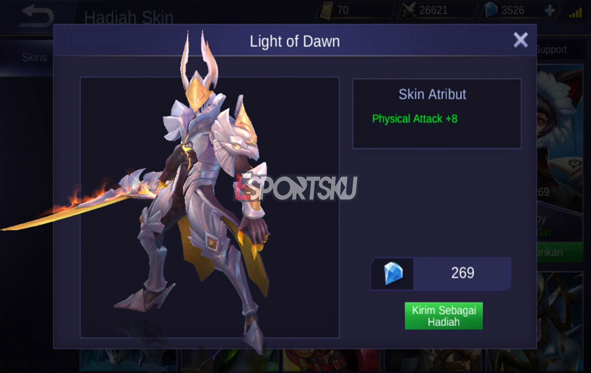 5 Cara Dapatkan Skin Argus Light of Dawn Mobile Legends (ML) Esportsku