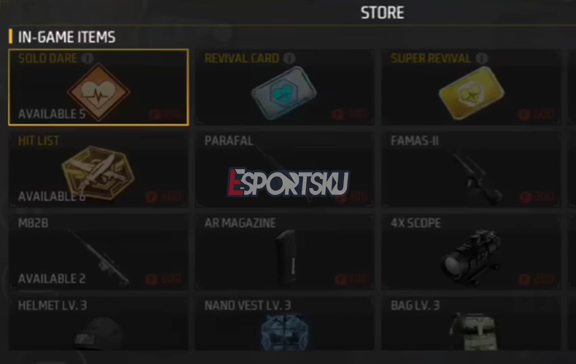 Item Solo Dare Free Fire Ff Misi Untuk Squad Esportsku