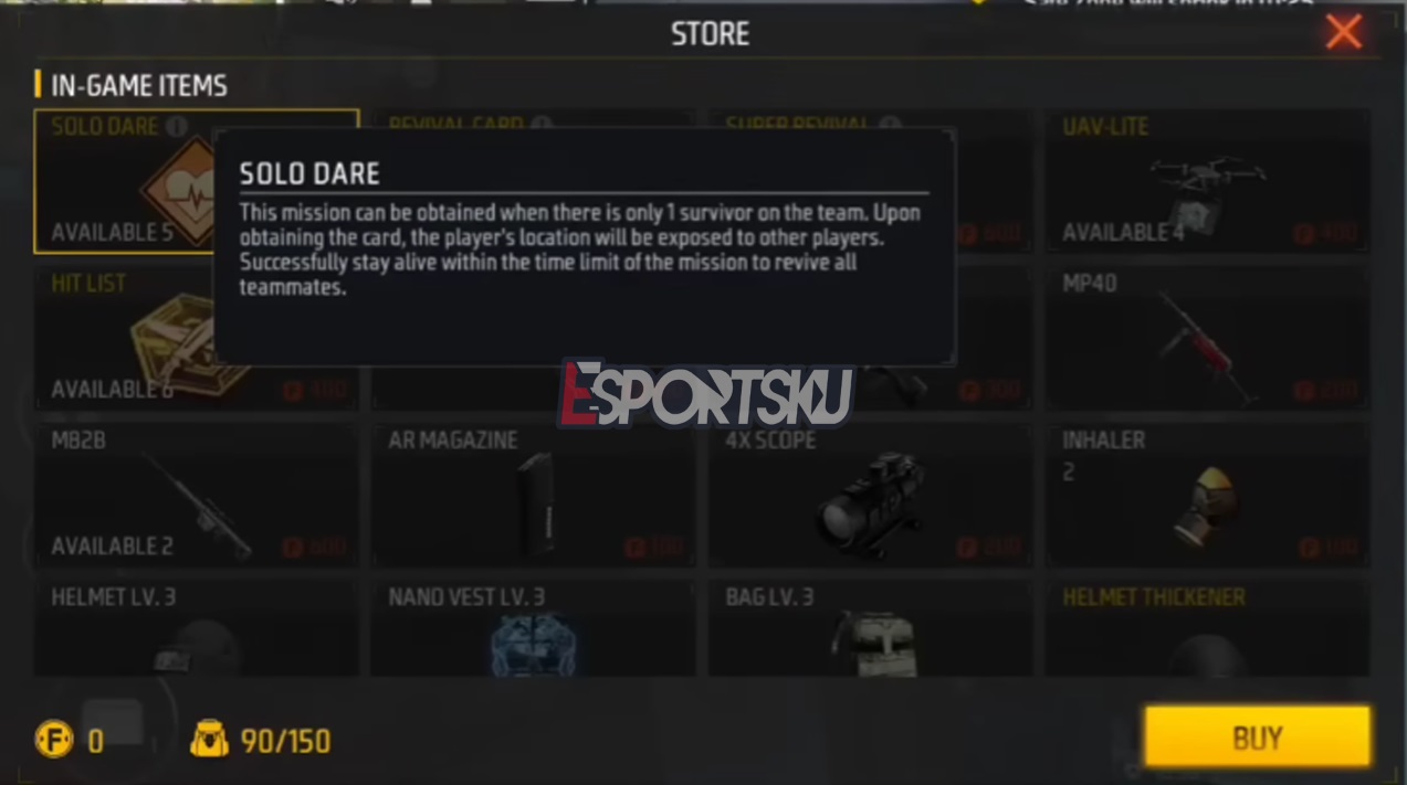 Item Solo Dare Free Fire Ff Misi Untuk Squad Esportsku
