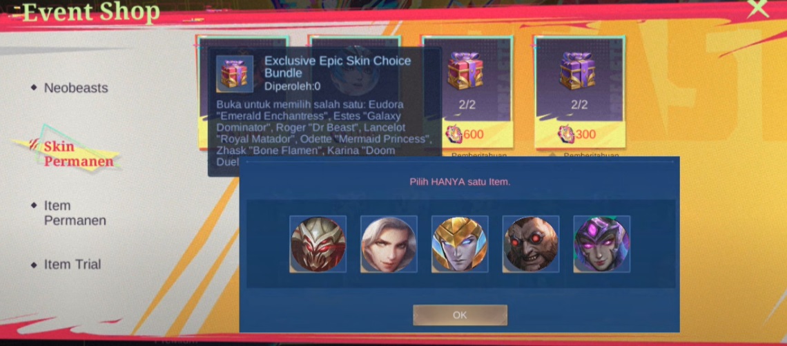 Choice of Neobeast Epic Choice Bundle Skins Mobile Legends (ML) Esports