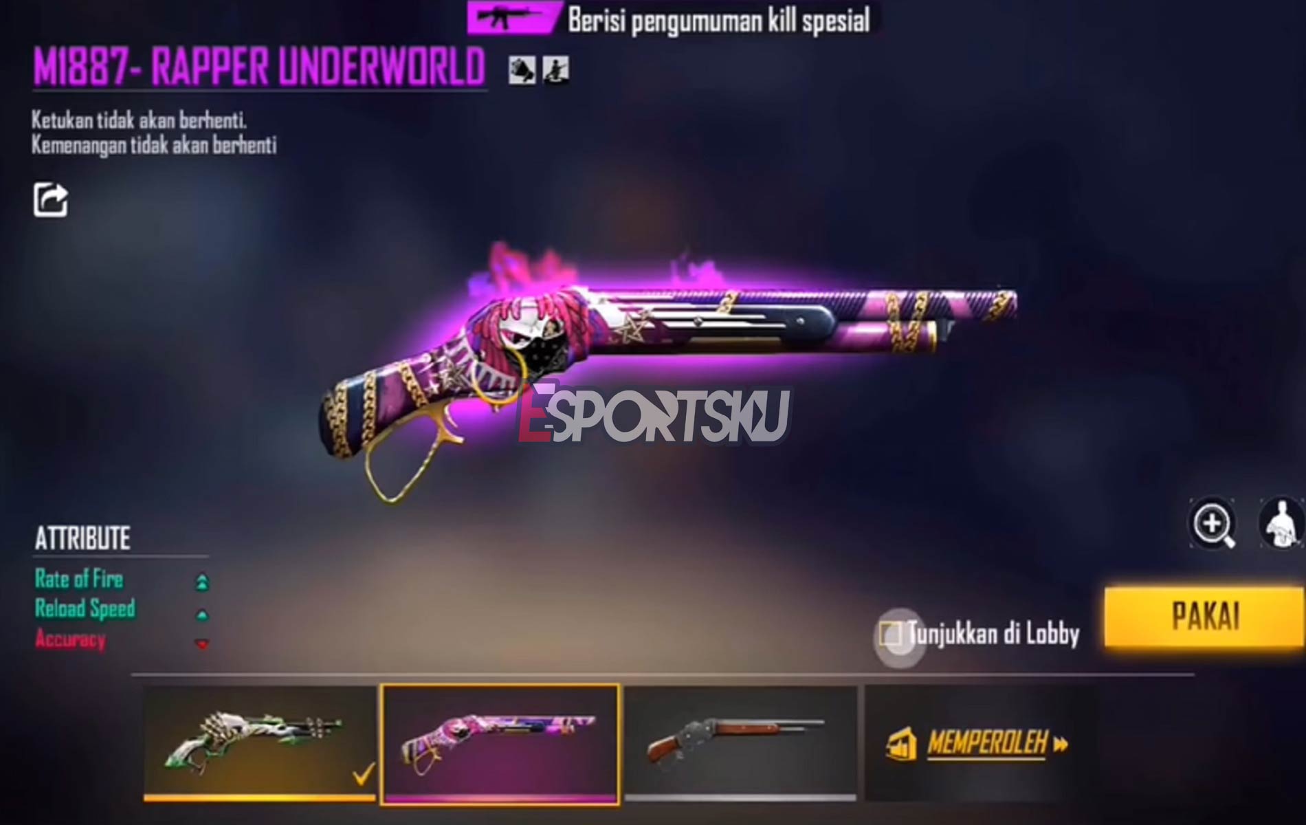 Kode SG Gambar Ungu dan Biru Free Fire (FF) Esportsku