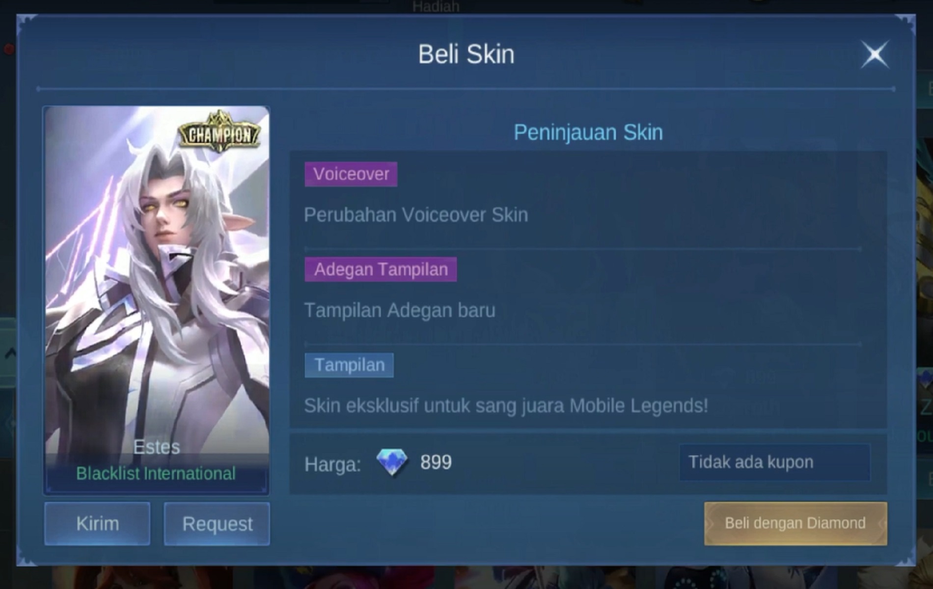 When is the Estes Champion Skin Resale Mobile Legends (ML)? - Esports